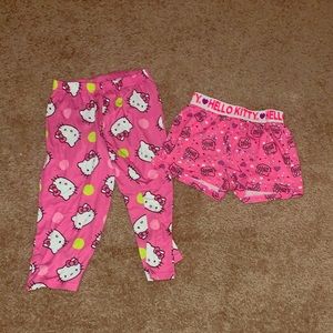 two bottoms of hello kitty pajamas